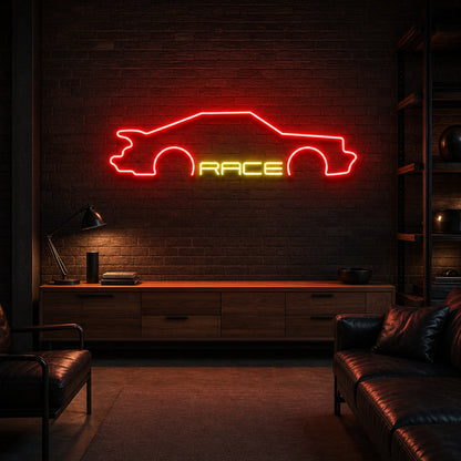 Race Sports Car LED Neon Sign Garage Man Cave Neon Sign real lifestyle scene