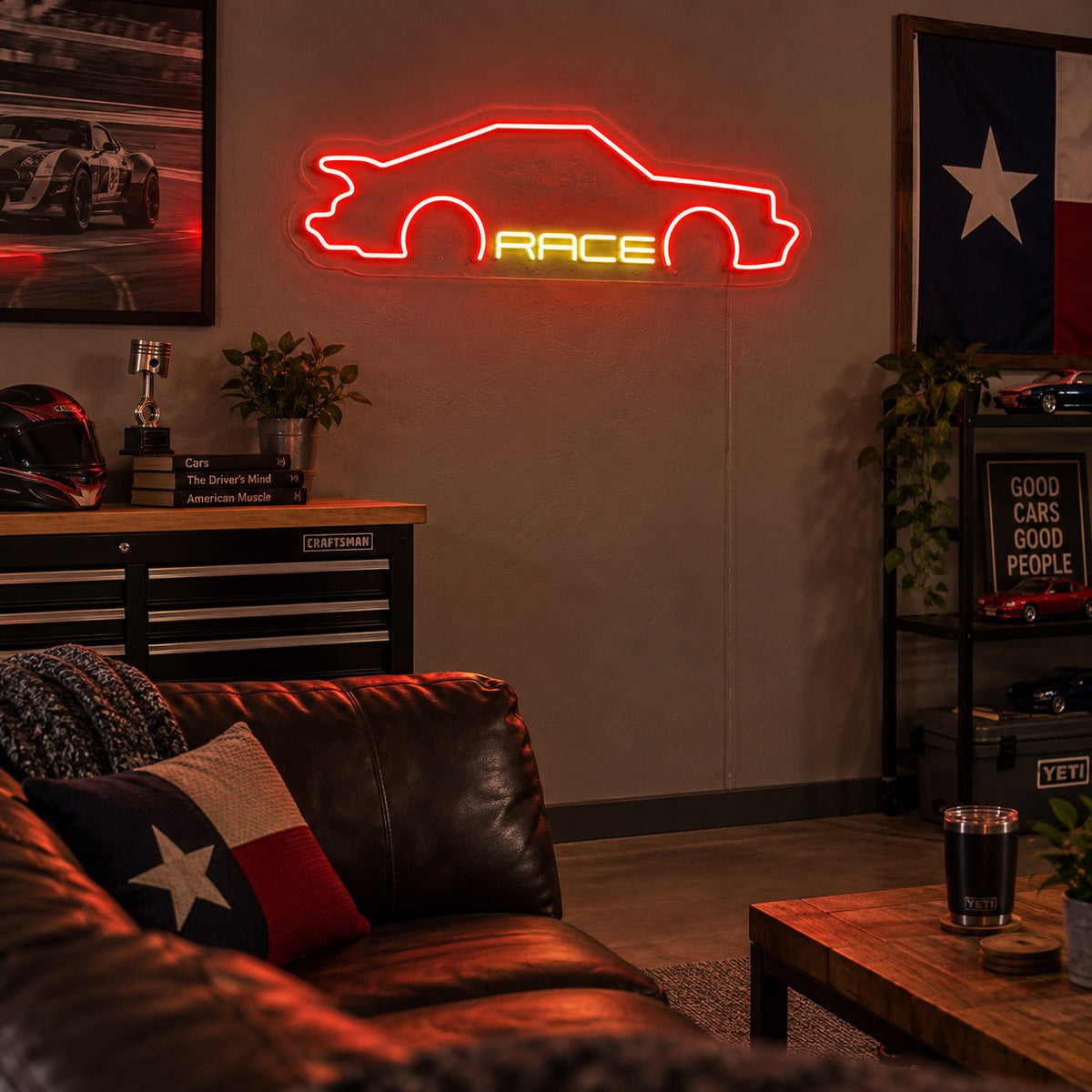 Race Sports Car LED Neon Sign Garage Neon Sign - Shineneon