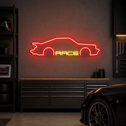 Race Sports Car Vintage LED Neon Sign size image
