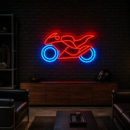 Racing Motorcycle Side Profile LED Neon Sign Garage Man Cave Neon Sign real lifestyle scene