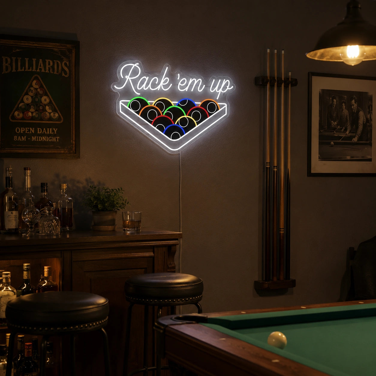 Rack Em Up Neon Sign LED Neon Sign real lifestyle scene