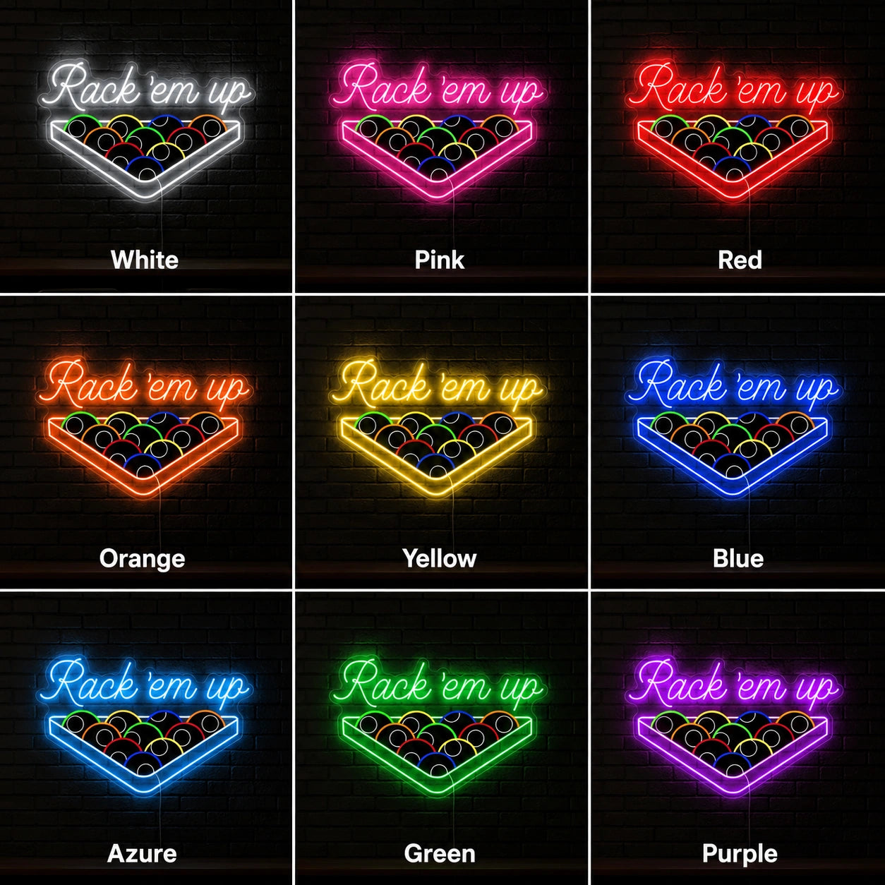 Rack Em Up Neon Sign LED Neon Sign color grid