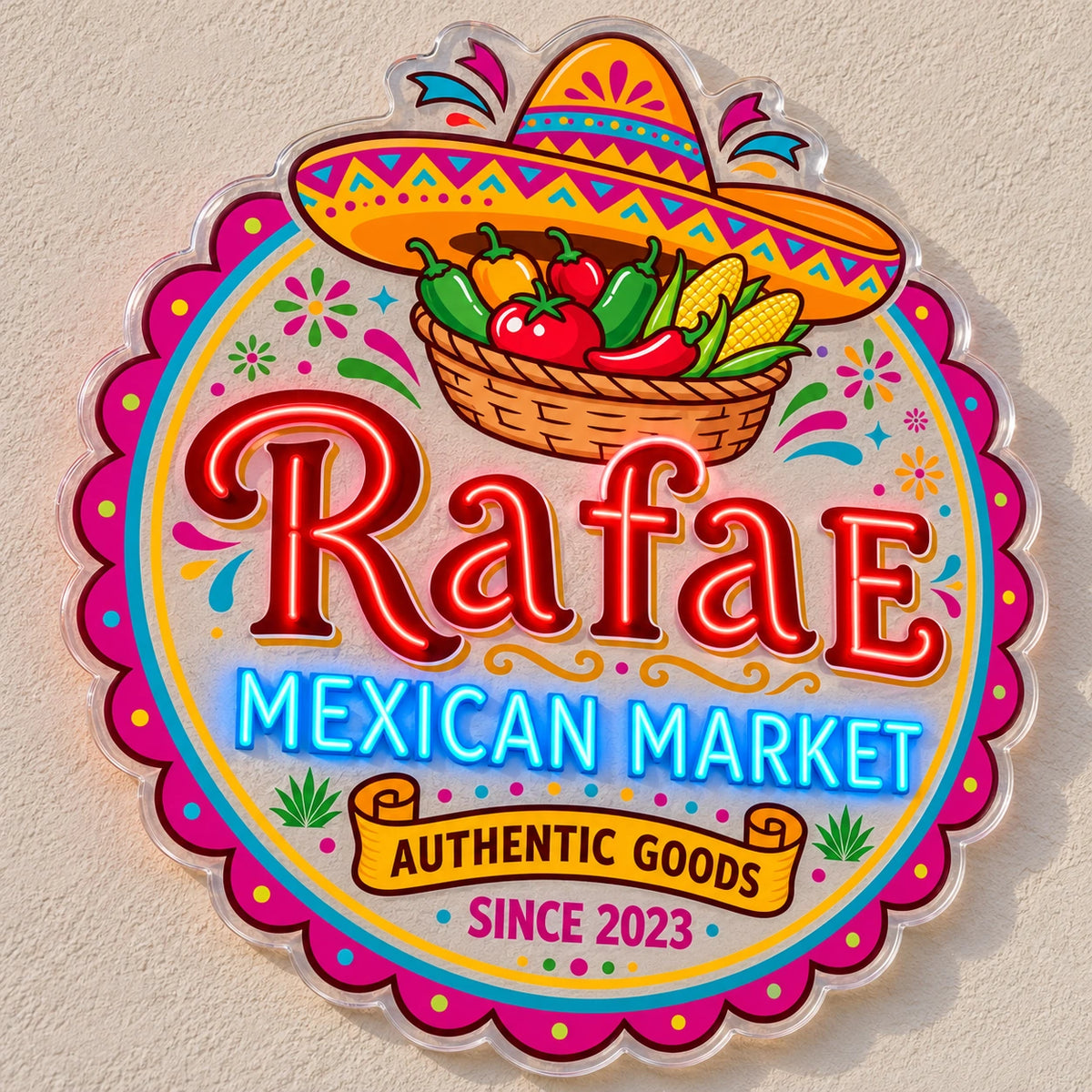 Rafa'S Mexican Market Custom LED Neon Sign Waterproof | 27ec7e8bd61133126f2250bf6652086a066bb7f2a33ceafd38ea52e75158029b | effect