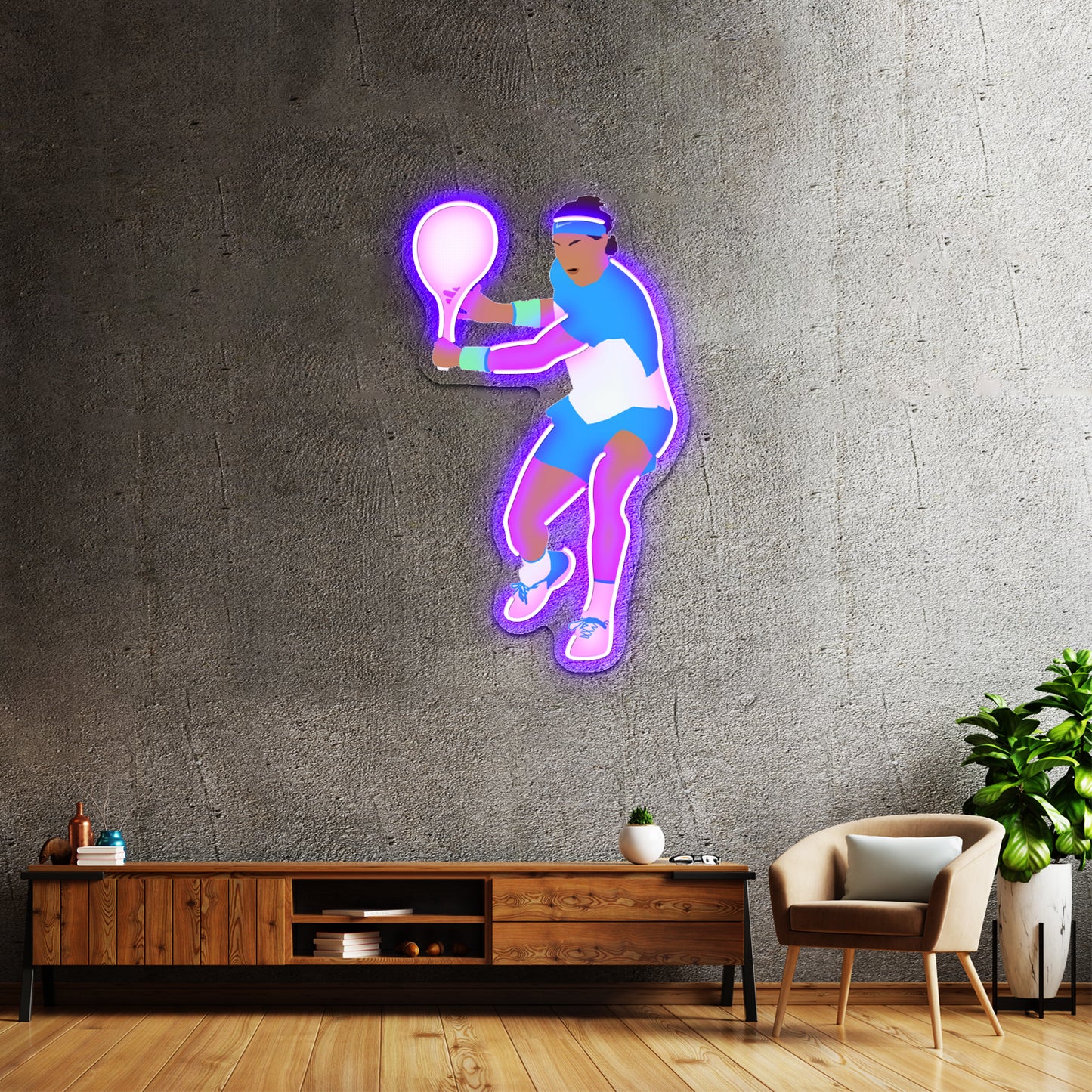 Rafa Tennis Minimalist Artwork Led Signs For Room