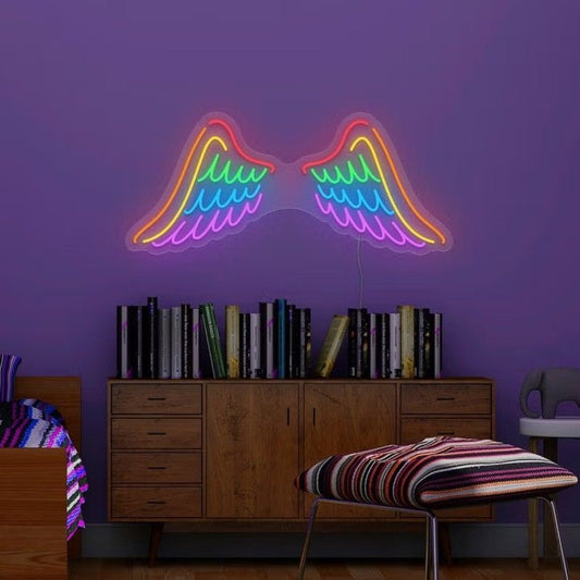 Rainbow Angel Wings Led Sign Business Neon Sign