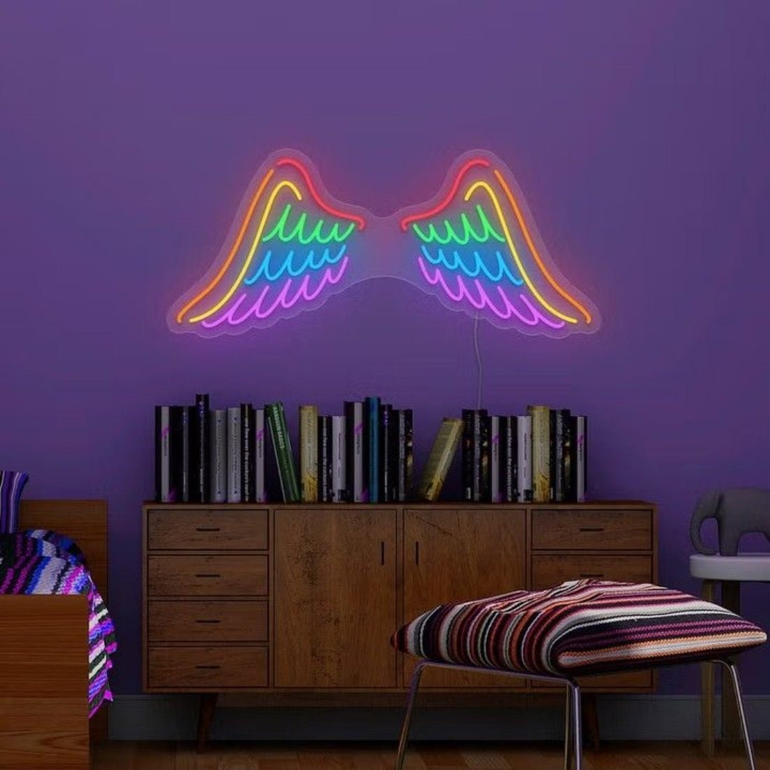 Rainbow Angel Wings Led Sign Business Neon Sign - Shineneon