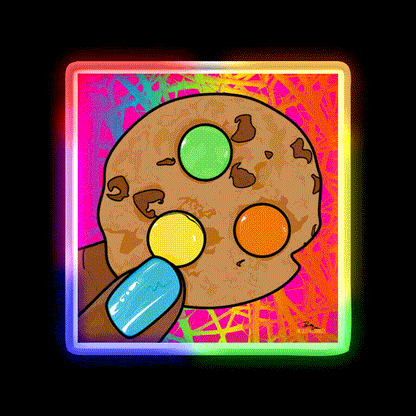 Rainbow Chocolate Chip Cookie Pop Art Nail Salon Led Neon Sign Rgb Color - LED neon sign close-up detail