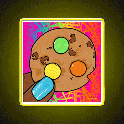 Rainbow Chocolate Chip Cookie Pop Art Nail Salon Led Neon Sign Rgb Color - Custom LED neon sign front view
