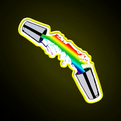 Rainbow Cocktail Bartender Bar Shaker Cocktail Bar Decor Led Neon Sign Rgb Color - Custom LED neon sign front view