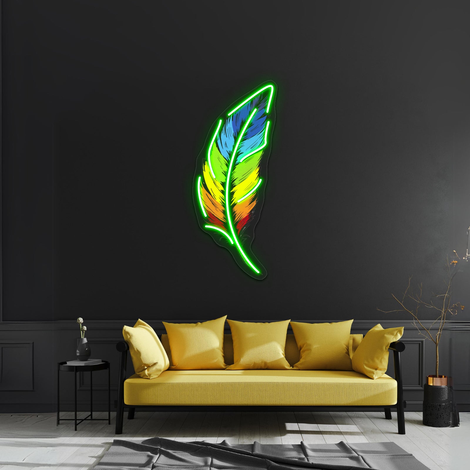 Rainbow Feather Artwork Led Signs For Room | Shineneon
