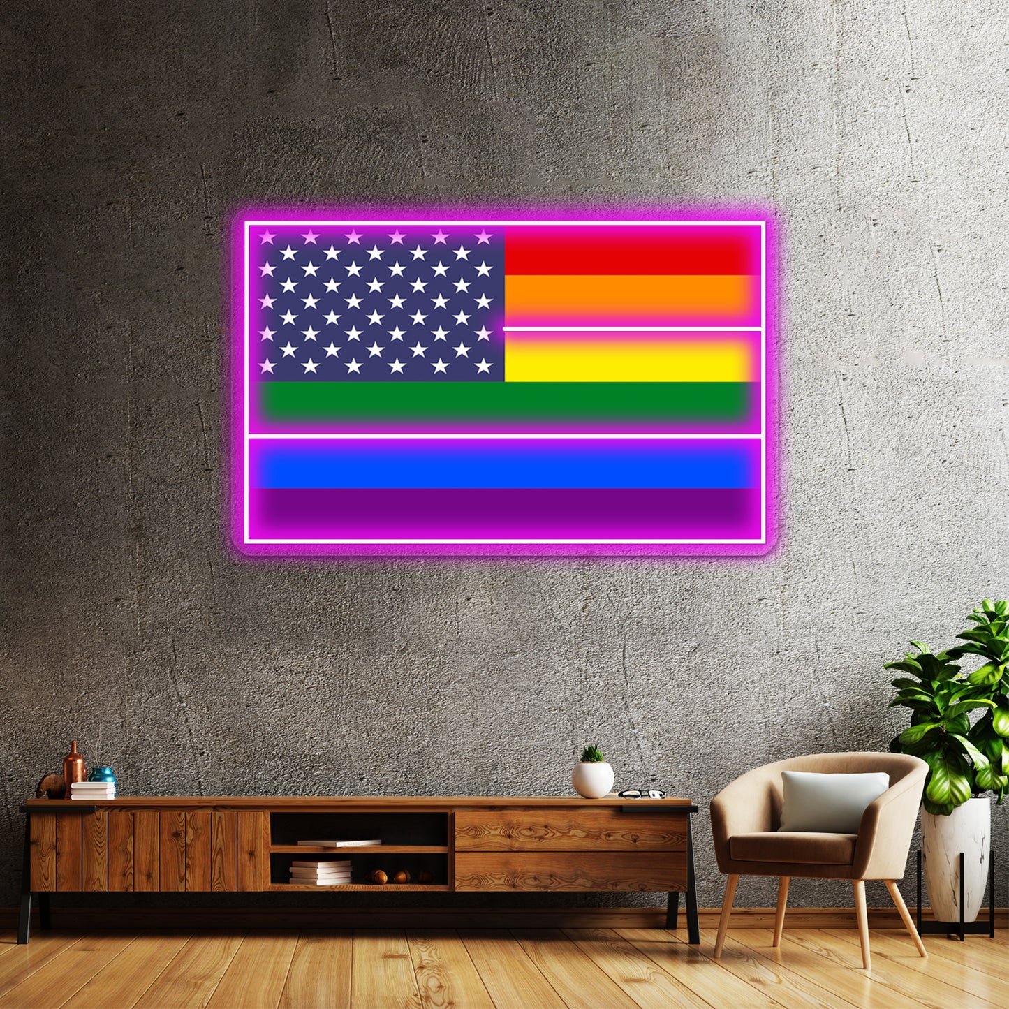 Rainbow Flag Usa Products Wall Artwork Neon Signs