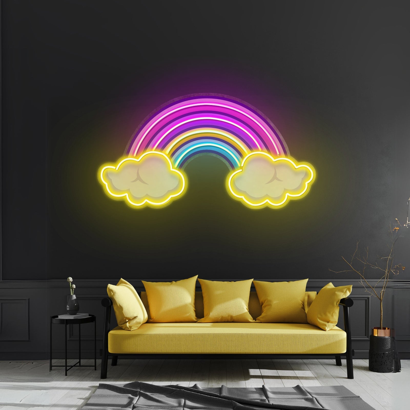 Rainbow Floating On Clouds Led Neon Sign Light Custom Led Signs - Shineneon