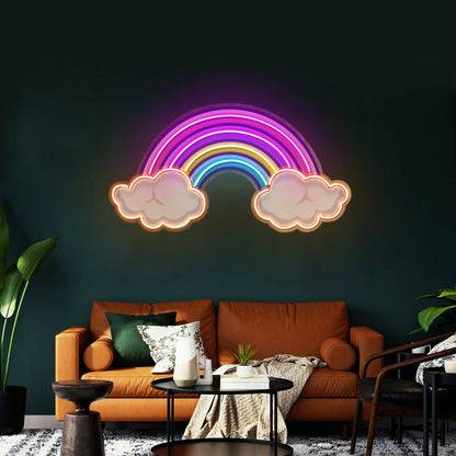 Rainbow Floating On Clouds Led Neon Sign Light Custom Led Signs - Shineneon