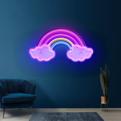 Rainbow Floating On Clouds Led Neon Sign Light Custom Led Signs - Shineneon