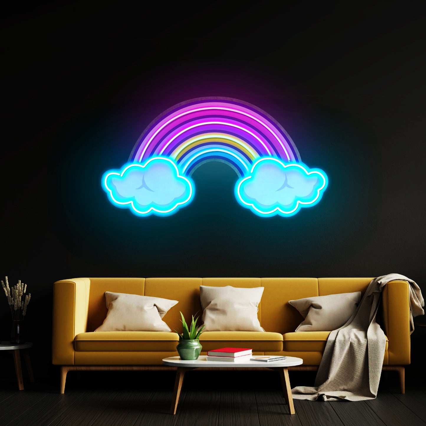 Rainbow Floating On Clouds Led Neon Sign Light Custom Led Signs