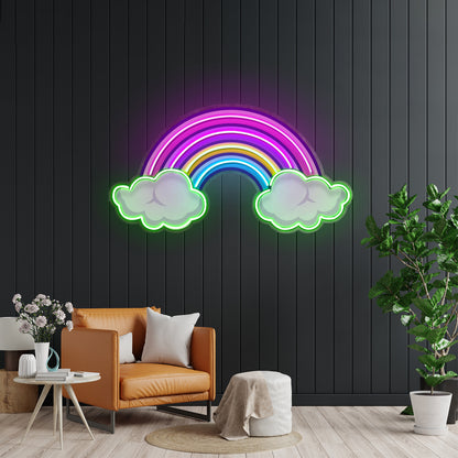 Rainbow Floating On Clouds Led Neon Sign Light Custom Led Signs