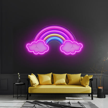 Rainbow Floating On Clouds Led Neon Sign Light Custom Led Signs