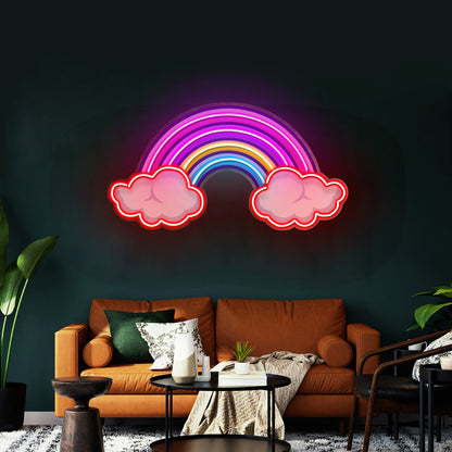 Rainbow Floating On Clouds Led Neon Sign Light Custom Led Signs