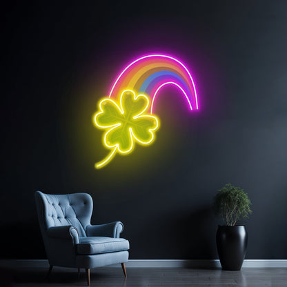 Rainbow Four Leaf Clover St Patrick Home Decor Led Signs - Shineneon