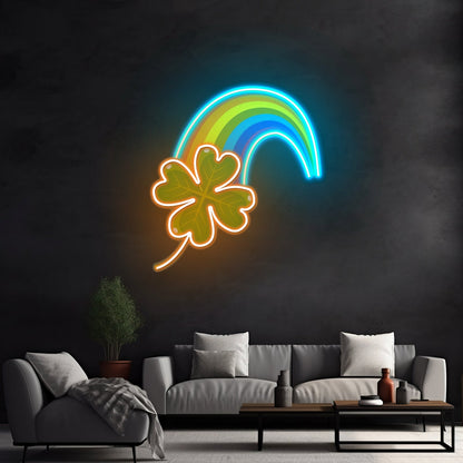 Rainbow Four Leaf Clover St Patrick Home Decor Led Signs - Shineneon