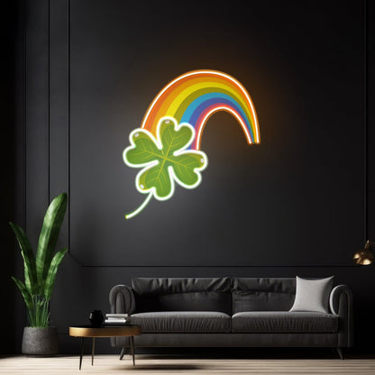 Rainbow Four Leaf Clover St Patrick Home Decor Led Signs - Shineneon