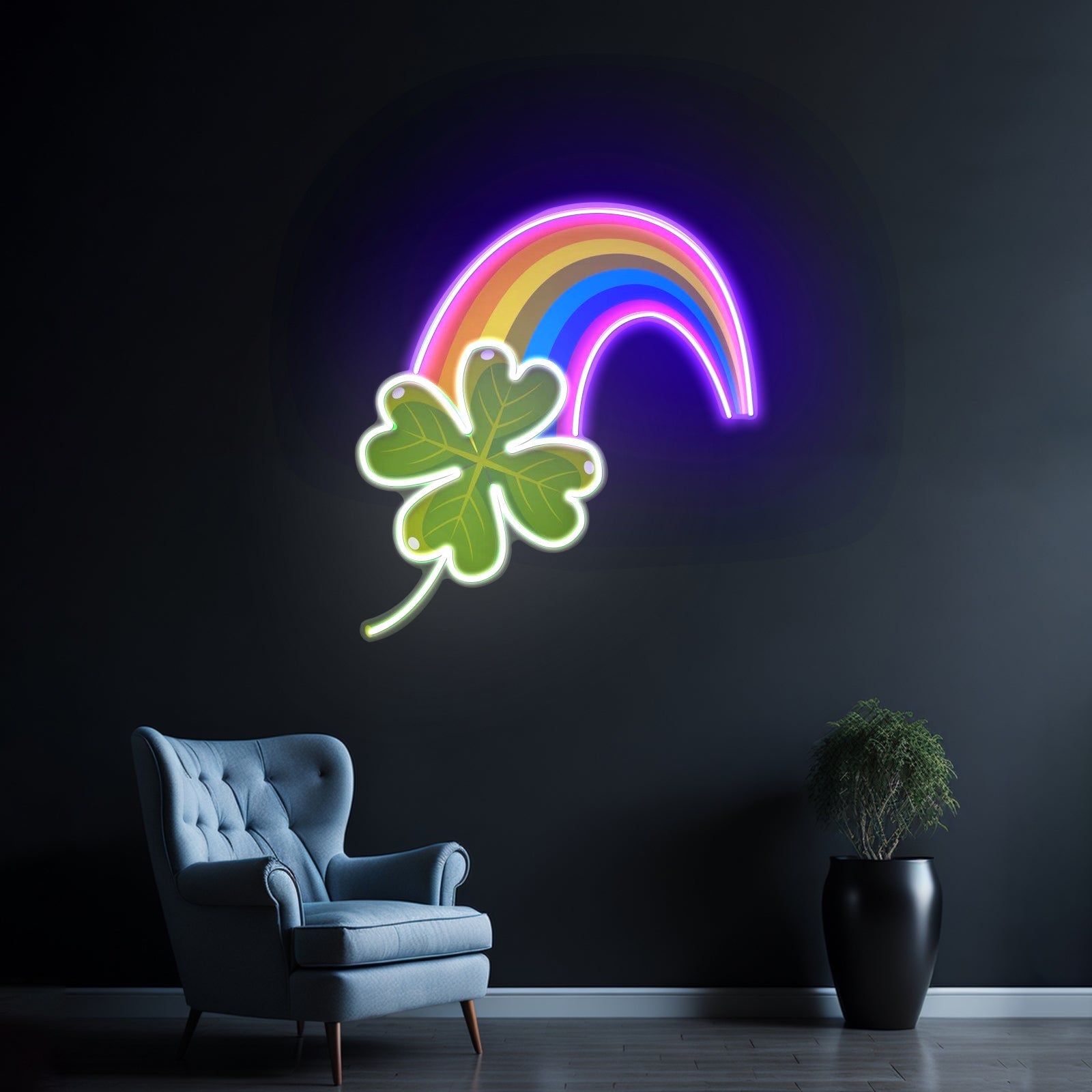 Rainbow Four Leaf Clover St Patrick Home Decor Led Signs - Shineneon