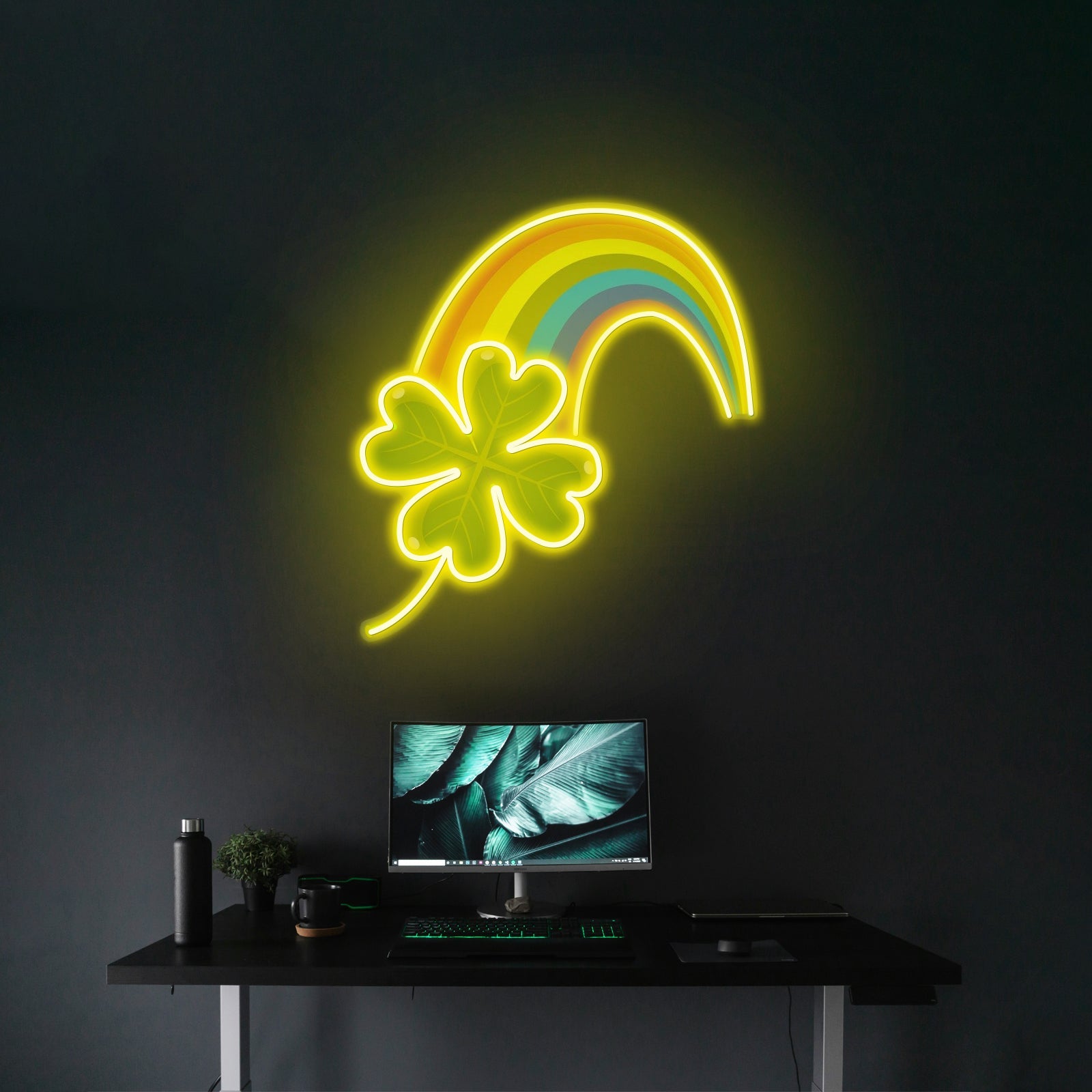 Rainbow Four Leaf Clover St Patrick Home Decor Led Signs - Shineneon
