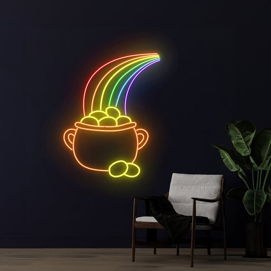 Rainbow Gold Cauldron Neon Sign