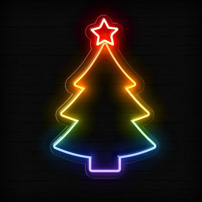 Rainbow Gradient Christmas Tree Led Neon Sign For Home Bar Cafe Holiday Decor | Shineneon