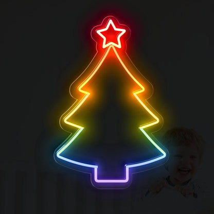 Rainbow Gradient Christmas Tree Led Neon Sign For Home Bar Cafe Holiday Decor | Shineneon