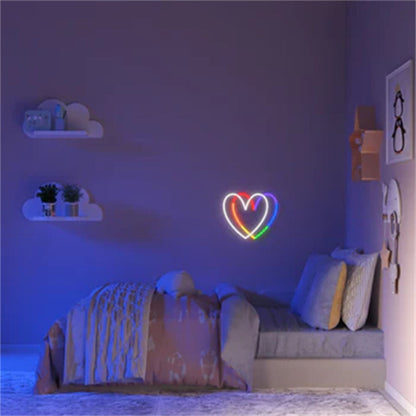 Rainbow Heart Led Neon Sign For Weddings Bars And Home Decor | Shineneon