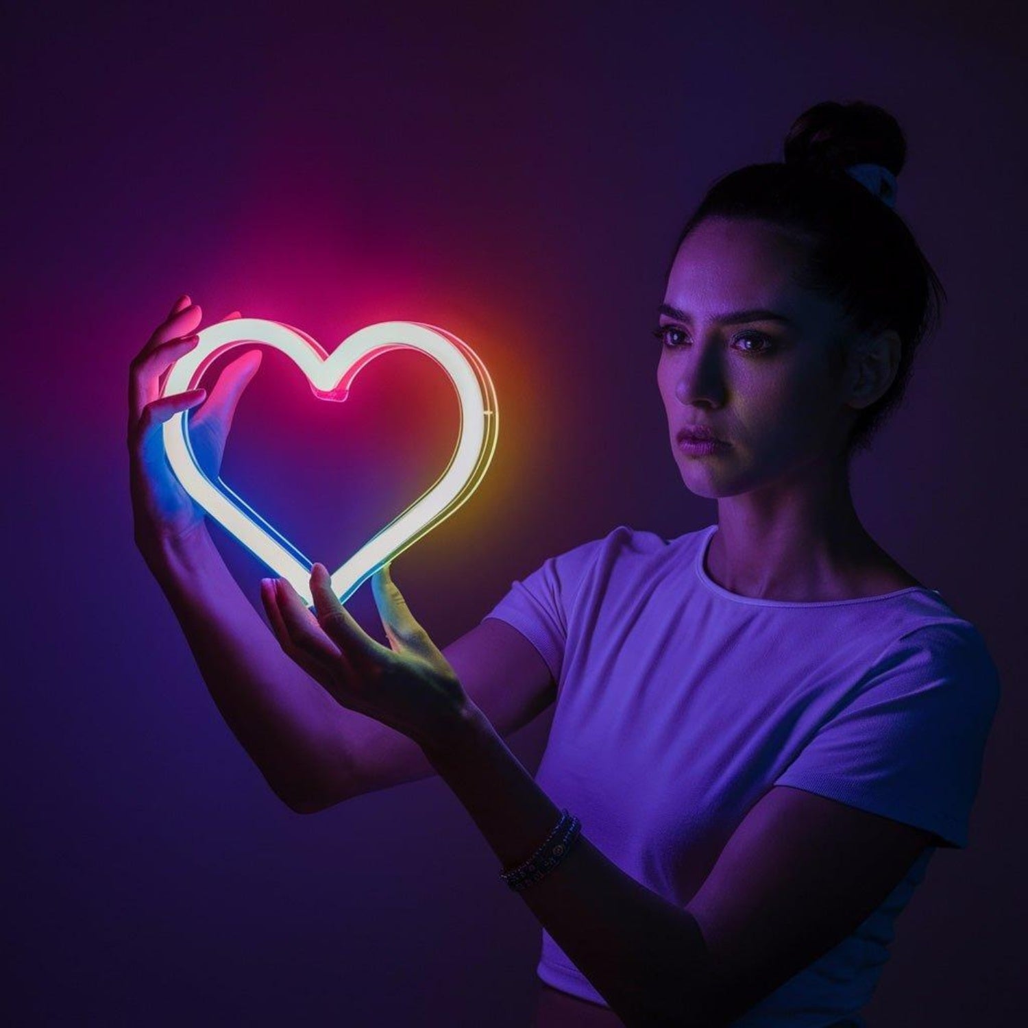 Rainbow Heart Multicolor Led Neon Sign For Romantic Indoor Decor | Shineneon