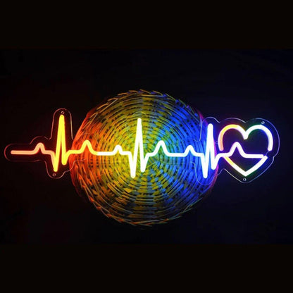 Rainbow Heartbeat Ecg Pulse Led Neon Sign For Home Bar Club Decor | Shineneon