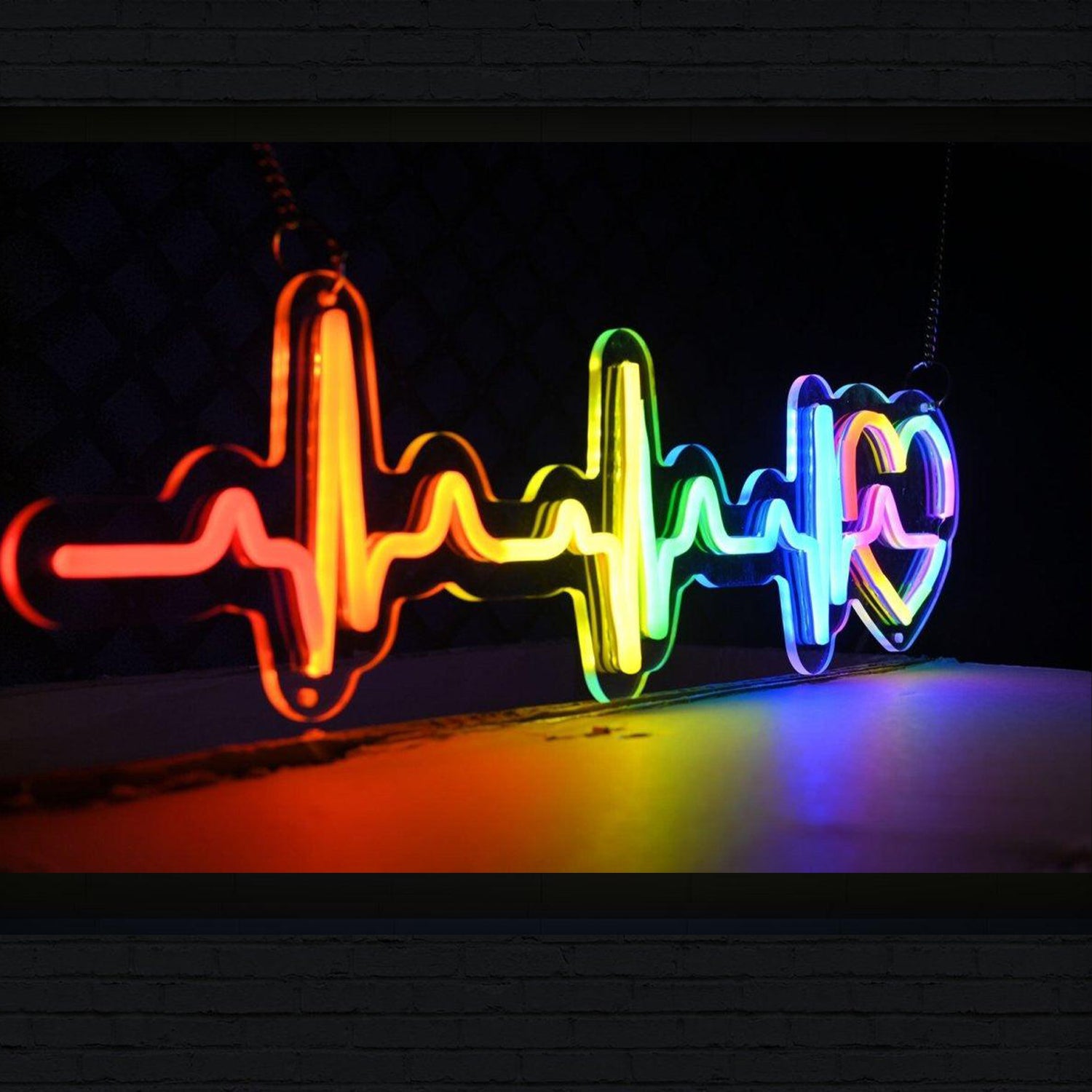 Rainbow Heartbeat Ecg Pulse Led Neon Sign For Home Bar Club Decor | Shineneon