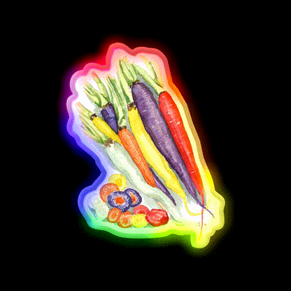 Rainbow Heirloom Carrots Snack Food Led Neon Sign Rgb Color - LED neon sign close-up detail