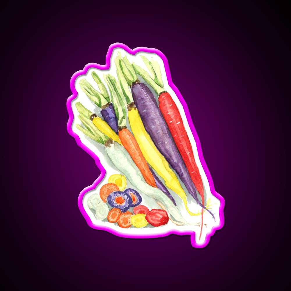 Rainbow Heirloom Carrots Snack Food Led Neon Sign Rgb Color