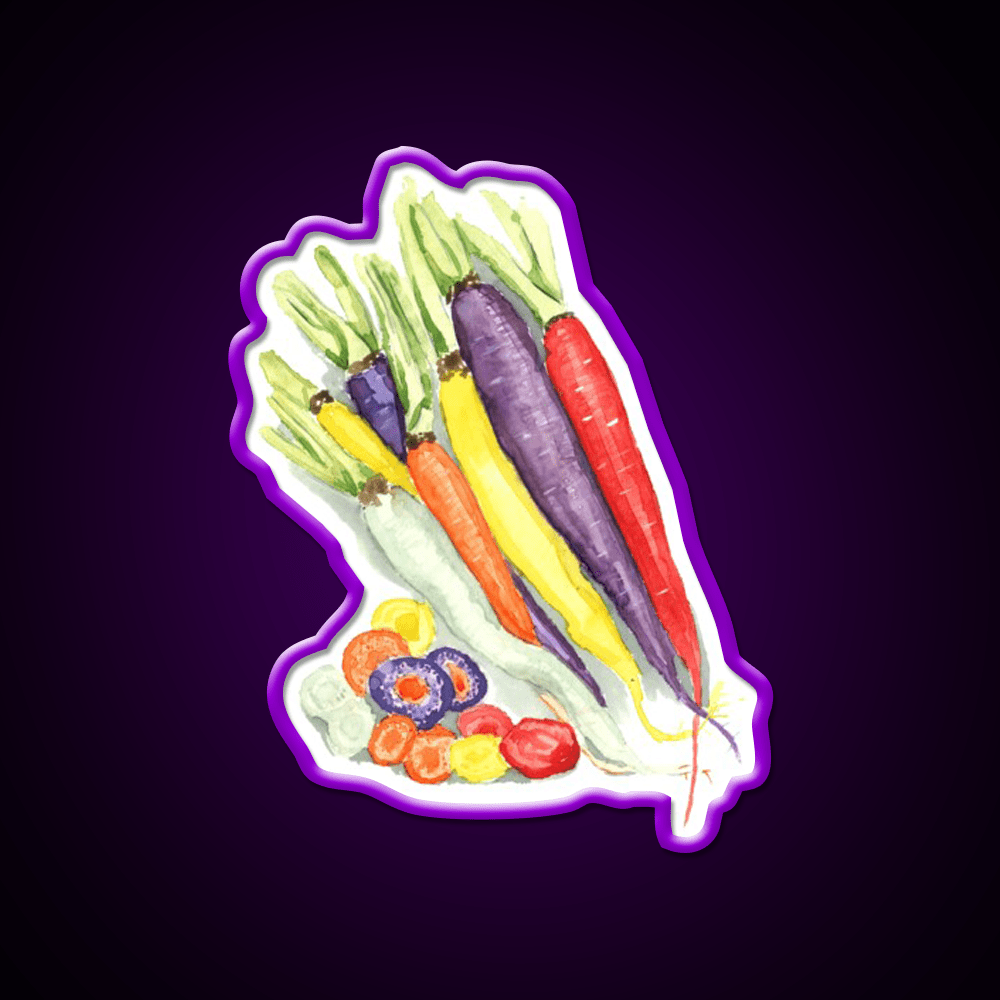 Rainbow Heirloom Carrots Snack Food Led Neon Sign Rgb Color - Shineneon