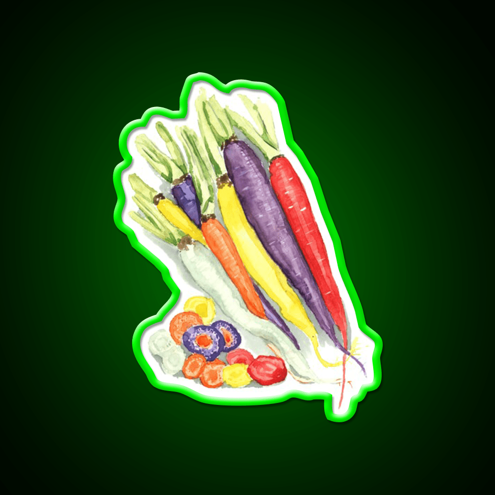 Rainbow Heirloom Carrots Snack Food Led Neon Sign Rgb Color - Shineneon