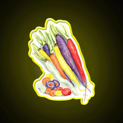 Rainbow Heirloom Carrots Snack Food Led Neon Sign Rgb Color - Custom LED neon sign front view