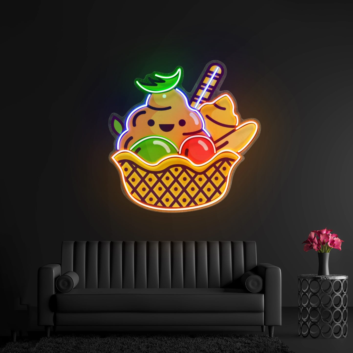 Rainbow Ice Cream Custom Led Signs Artwork For Sale