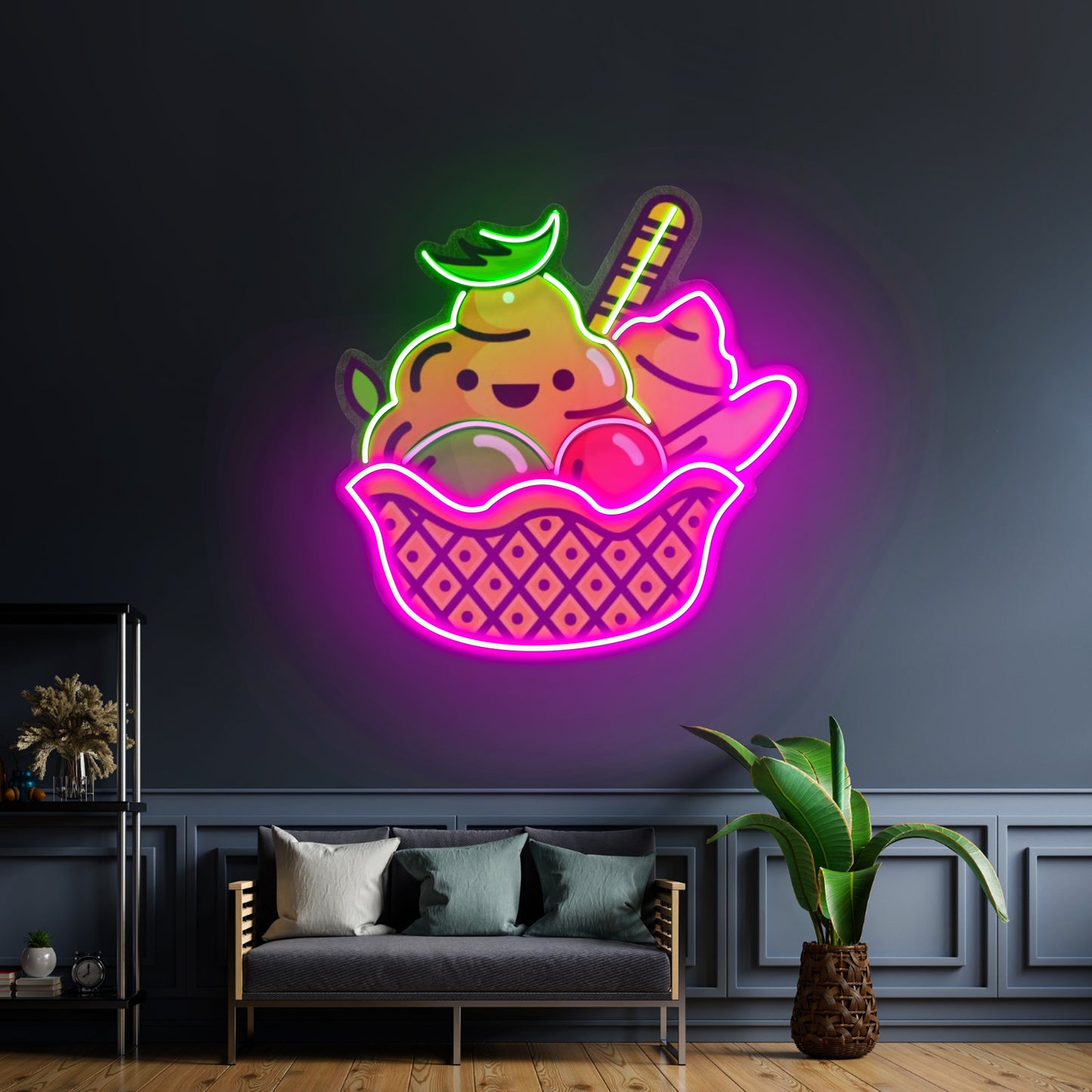 Rainbow Ice Cream Custom Led Signs Artwork For Sale