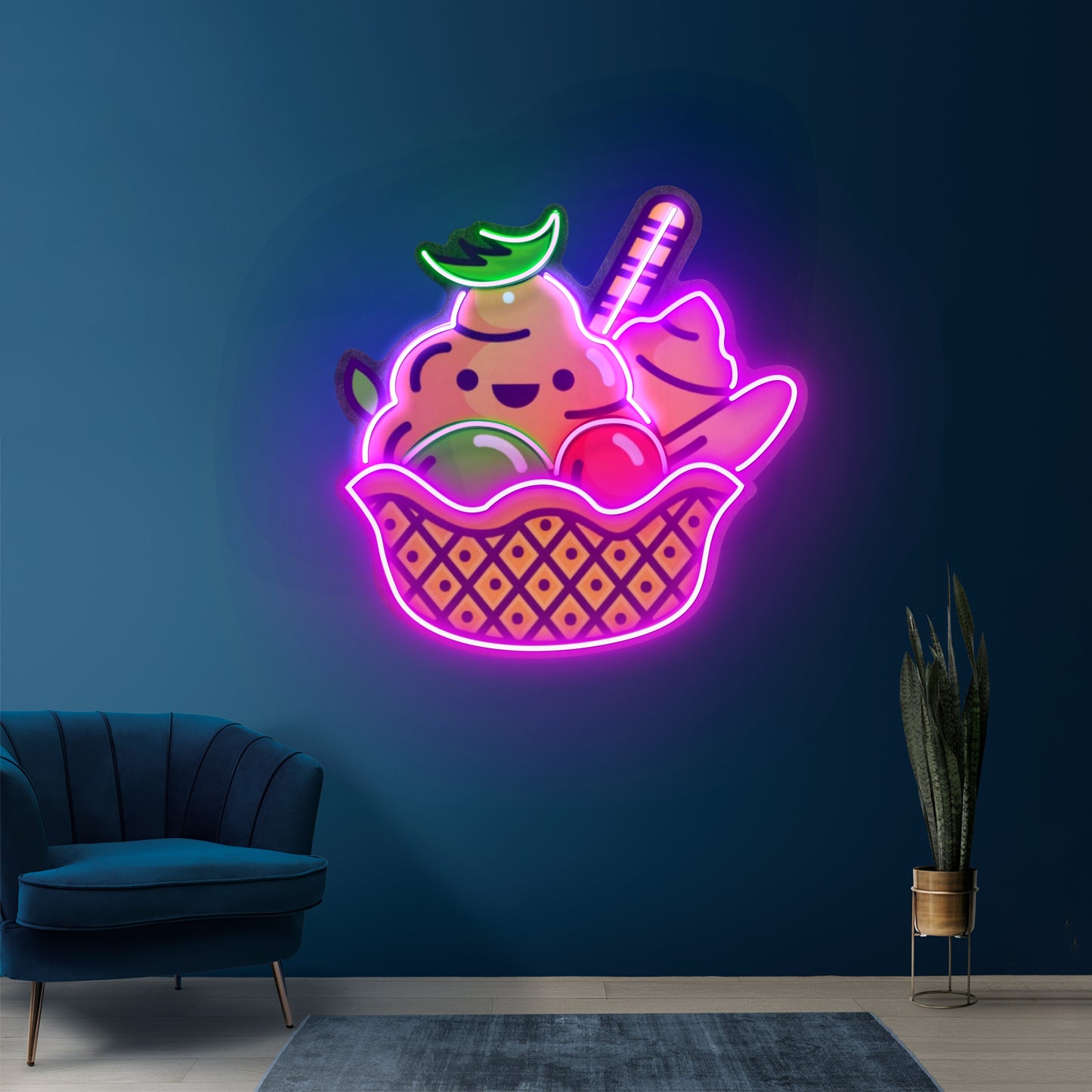 Rainbow Ice Cream Custom Led Signs Artwork For Sale