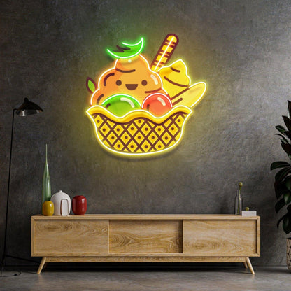 Rainbow Ice Cream Uv Printed Led Neon Sign For Home Shop Decor | Shineneon