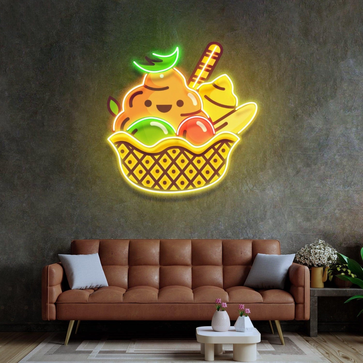 Rainbow Ice Cream Uv Printed Led Neon Sign For Home Shop Decor | Shineneon