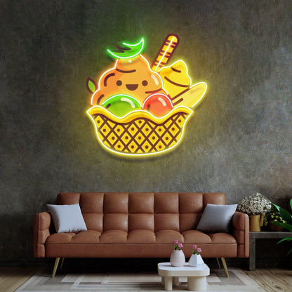 Rainbow Ice Cream Uv Printed Led Neon Sign For Home Shop Decor | Shineneon