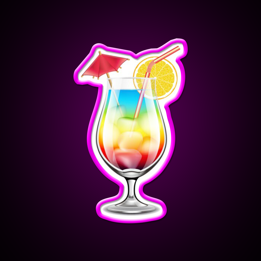 Rainbow Paradise Cocktail Bar Decor Led Neon Sign By Designs Rgb Color - Neon sign mounted on wall in room