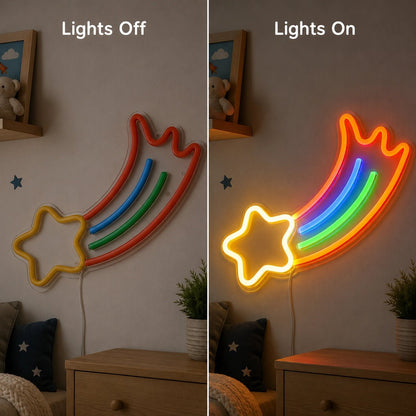 Rainbow Shooting Star LED Neon Sign - Shineneon