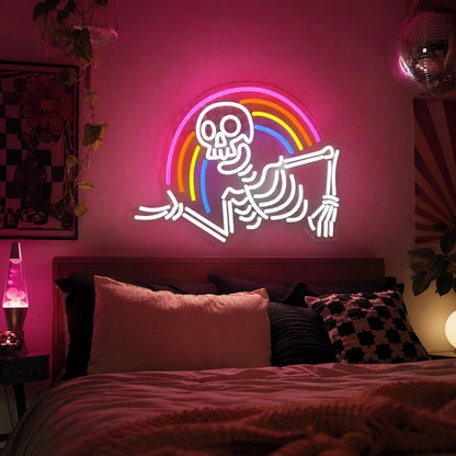 Rainbow Skull LED Neon Sign real lifestyle scene