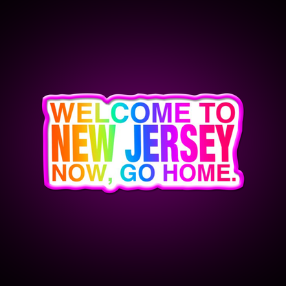 Rainbow Welcome To New Jersey Asian Cultural Led Neon Sign Rgb Color - Neon sign mounted on wall in room