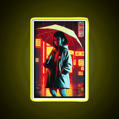 Rainy Nights Downtown Asian Cultural Led Neon Sign Rgb Color - Custom LED neon sign front view